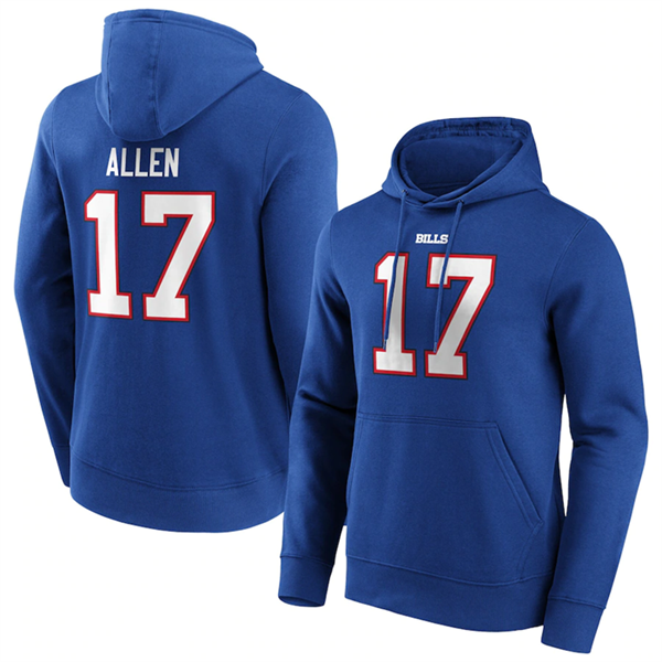 Men's Blue Buffalo Bills #17 Josh Allen Hoodie